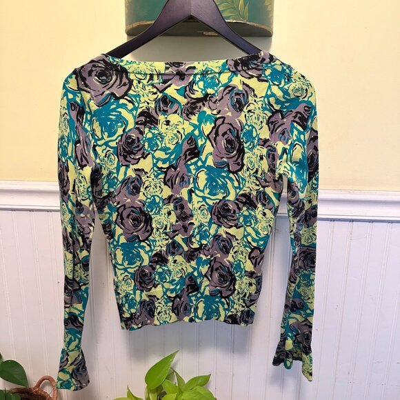 Forever 21 Vintage Y2K2000s  Floral cardigan Sweater decorative Button - Picture 2 of 7